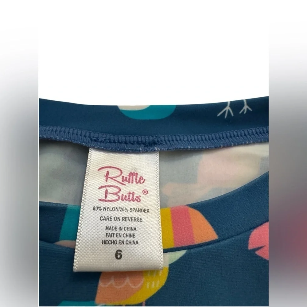 Ruffle Butts Bird Baby Swimsuit Short Sleeve Top Size 6 Toddler